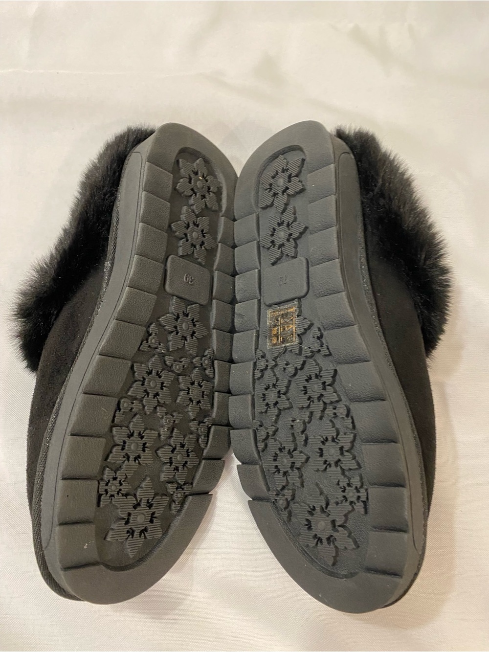 Women’s Black Faux-Fur Slip-On Mules - Picture 2 of 3